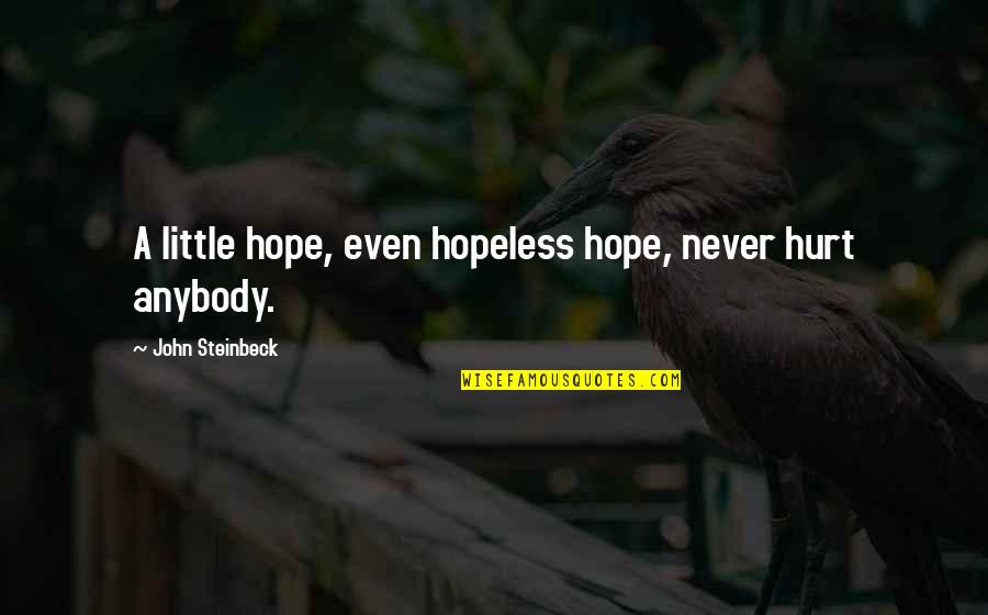 Little Hope Quotes By John Steinbeck: A little hope, even hopeless hope, never hurt Little Hope Quotes By John Steinbeck: A little hope, even hopeless hope, never hurt