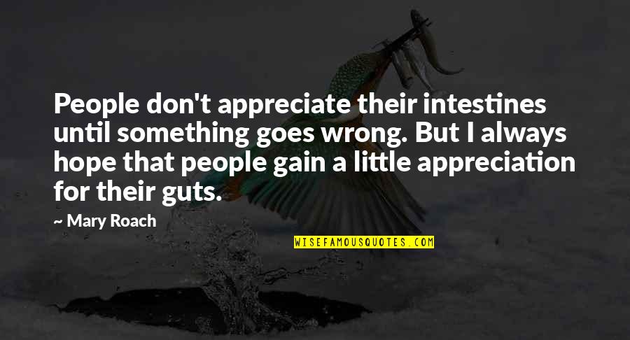 Little Hope Quotes By Mary Roach: People don't appreciate their intestines until something goes Little Hope Quotes By Mary Roach: People don't appreciate their intestines until something goes