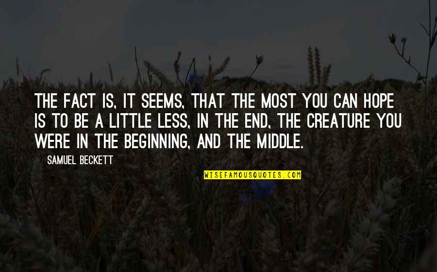 Little Hope Quotes By Samuel Beckett: The fact is, it seems, that the most Little Hope Quotes By Samuel Beckett: The fact is, it seems, that the most