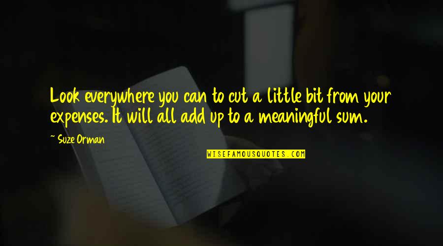Little Meaningful Quotes By Suze Orman: Look everywhere you can to cut a little