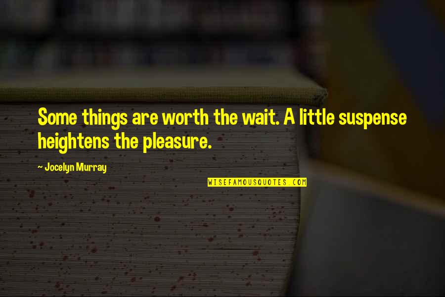 Little More Patience Quotes By Jocelyn Murray: Some things are worth the wait. A little