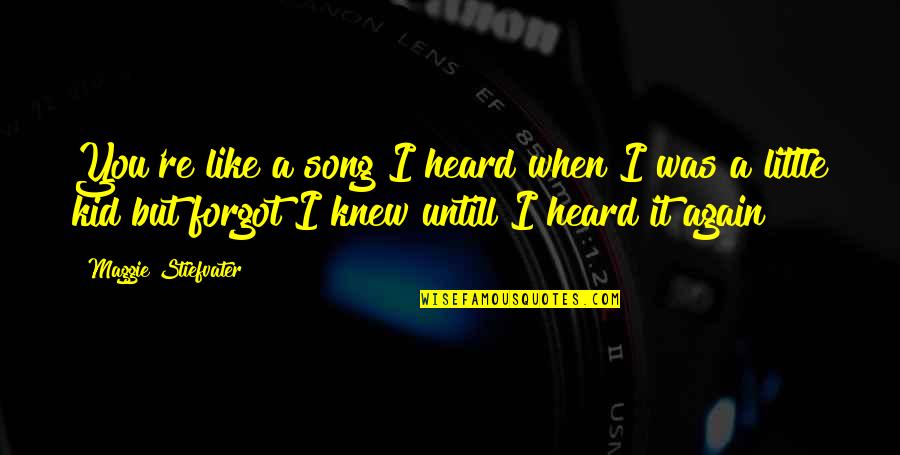 Little Song Quotes By Maggie Stiefvater: You're like a song I heard when I Little Song Quotes By Maggie Stiefvater: You're like a song I heard when I