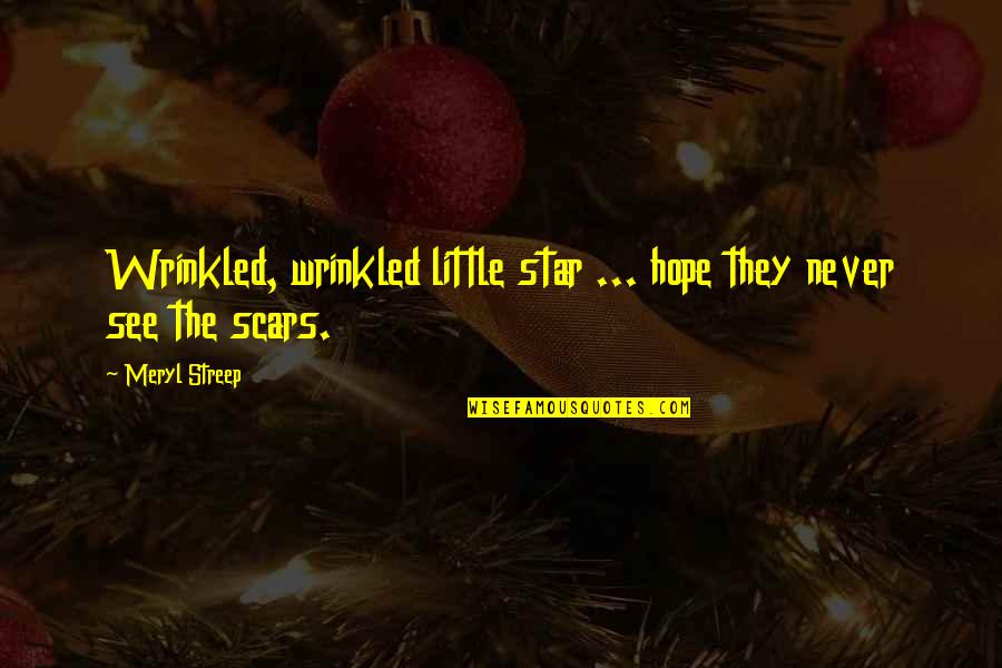 Little Star Quotes By Meryl Streep: Wrinkled, wrinkled little star ... hope they never