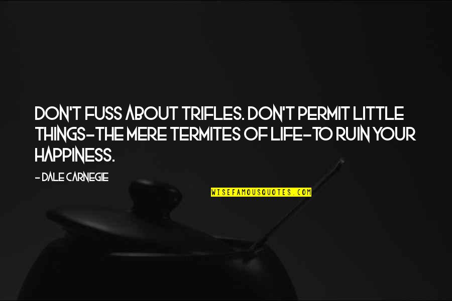 Little Things And Happiness Quotes By Dale Carnegie: Don't fuss about trifles. Don't permit little things-the Little Things And Happiness Quotes By Dale Carnegie: Don't fuss about trifles. Don't permit little things-the