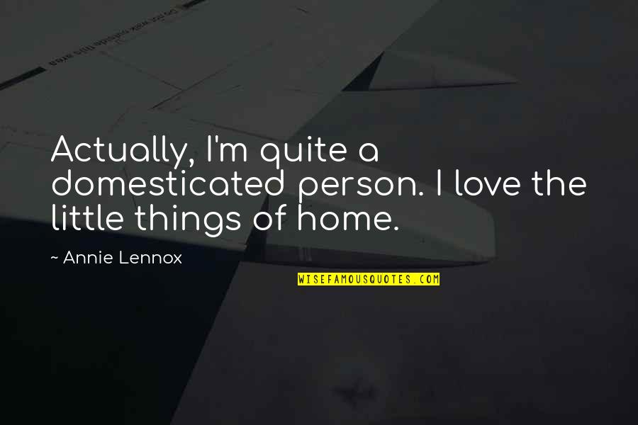 Little Things In Love Quotes By Annie Lennox: Actually, I'm quite a domesticated person. I love