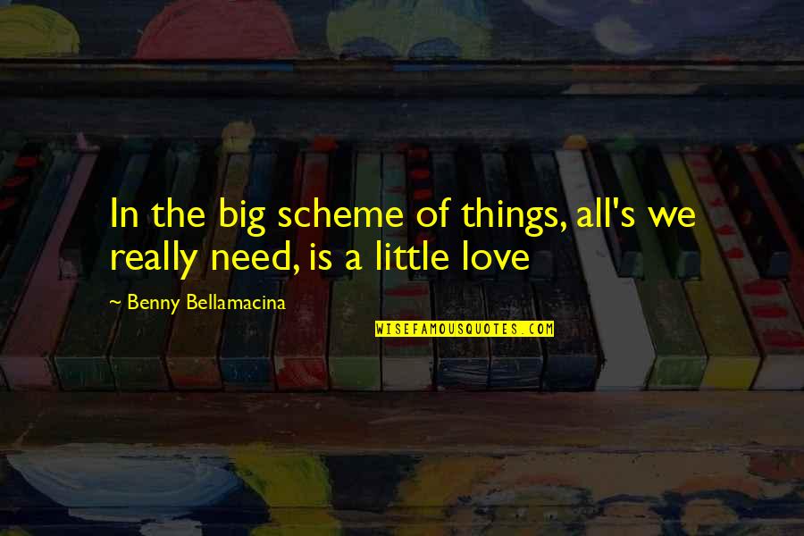 Little Things In Love Quotes By Benny Bellamacina: In the big scheme of things, all's we