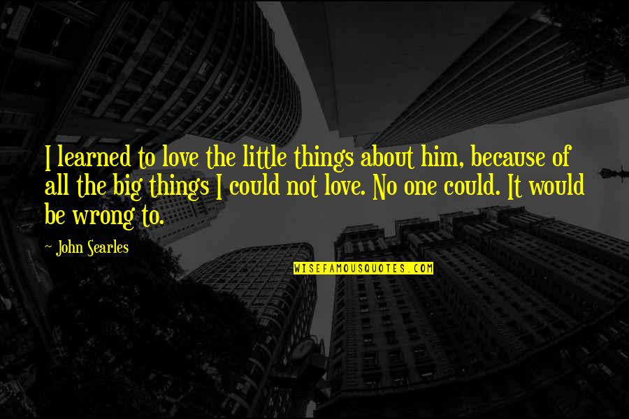 Little Things In Love Quotes By John Searles: I learned to love the little things about
