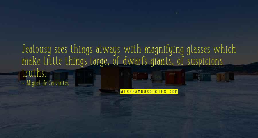 Little Things Quotes By Miguel De Cervantes: Jealousy sees things always with magnifying glasses which