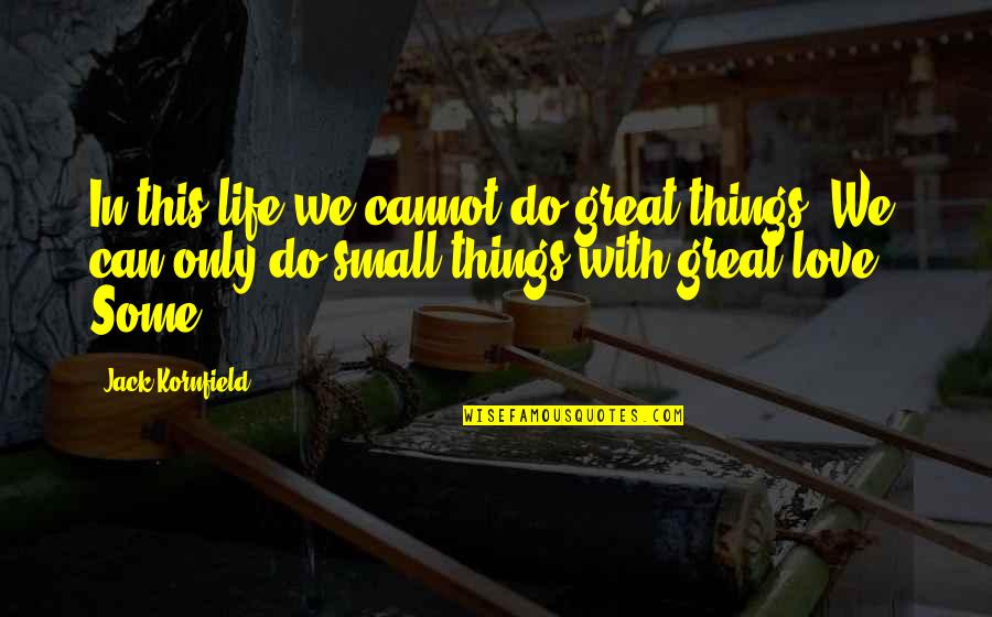 Little Weight Side In Quotes By Jack Kornfield: In this life we cannot do great things.