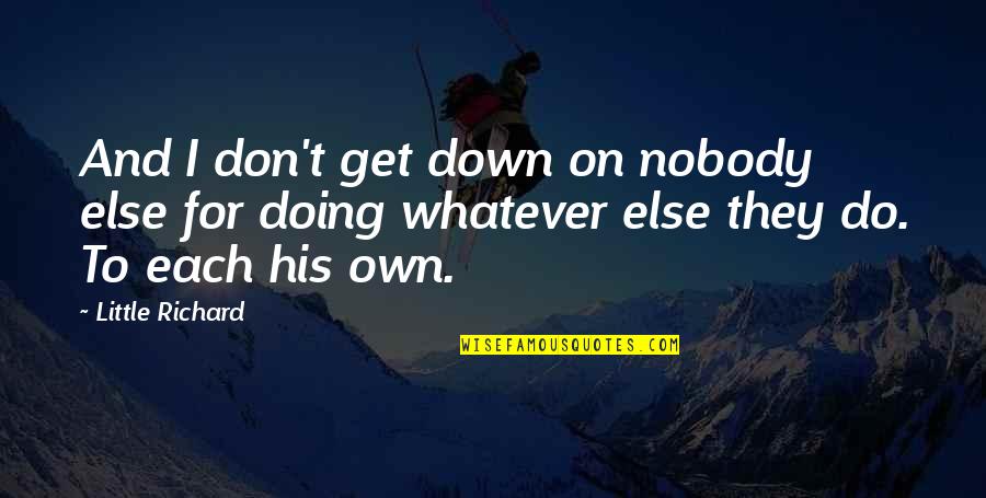 Liturgists Icons Quotes By Little Richard: And I don't get down on nobody else Liturgists Icons Quotes By Little Richard: And I don't get down on nobody else