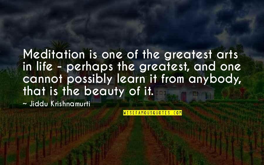 Litzmann Quotes By Jiddu Krishnamurti: Meditation is one of the greatest arts in