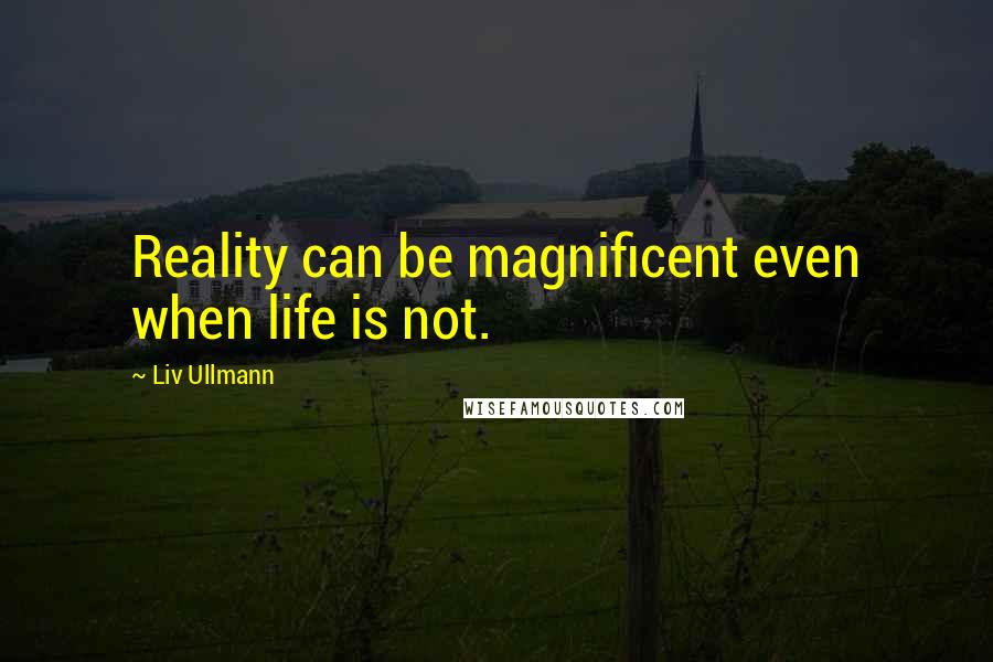 Liv Ullmann quotes: Reality can be magnificent even when life is not. Liv Ullmann quotes: Reality can be magnificent even when life is not.
