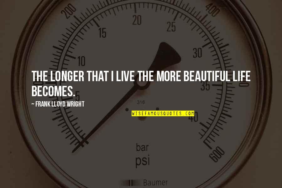 Live A Beautiful Life Quotes By Frank Lloyd Wright: The longer that I live the more beautiful