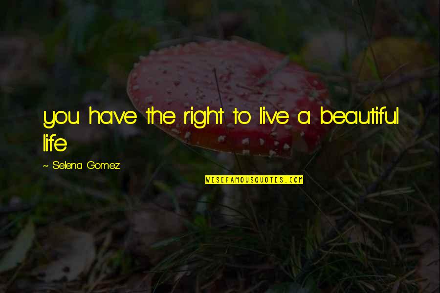 Live A Beautiful Life Quotes By Selena Gomez: you have the right to live a beautiful