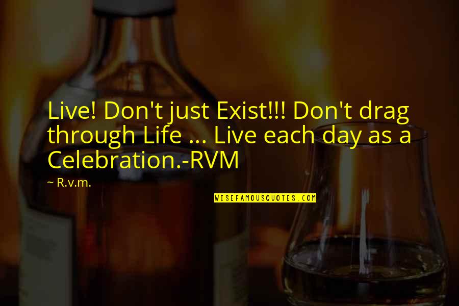 Live A Day Quotes By R.v.m.: Live! Don't just Exist!!! Don't drag through Life