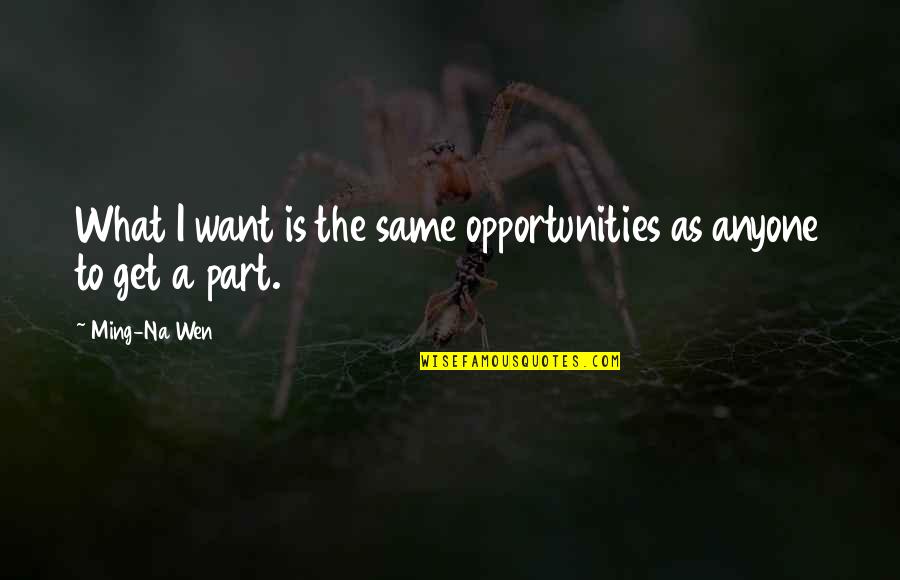 Live A Little Laugh A Lot Quotes By Ming-Na Wen: What I want is the same opportunities as