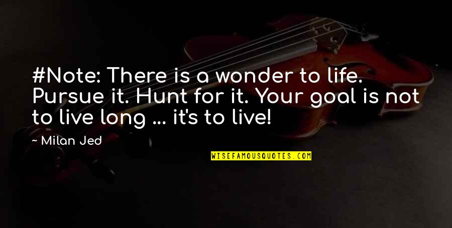 Live A Long Life Quotes By Milan Jed: #Note: There is a wonder to life. Pursue