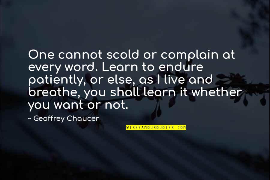 Live And Breathe Quotes By Geoffrey Chaucer: One cannot scold or complain at every word. Live And Breathe Quotes By Geoffrey Chaucer: One cannot scold or complain at every word.