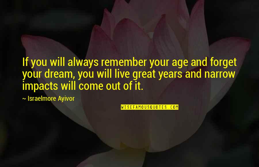 Live And Dream Quotes By Israelmore Ayivor: If you will always remember your age and