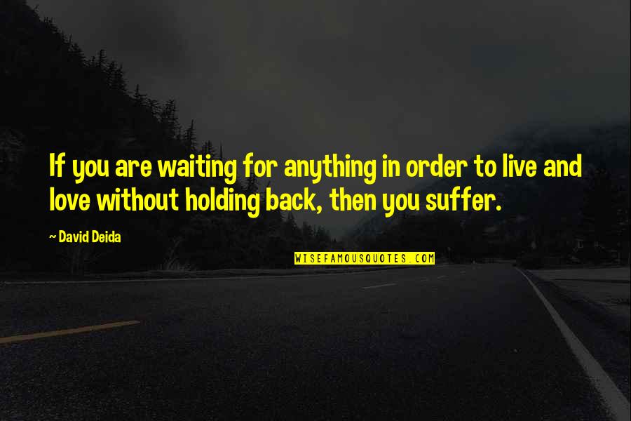 Live And Love Life Quotes By David Deida: If you are waiting for anything in order