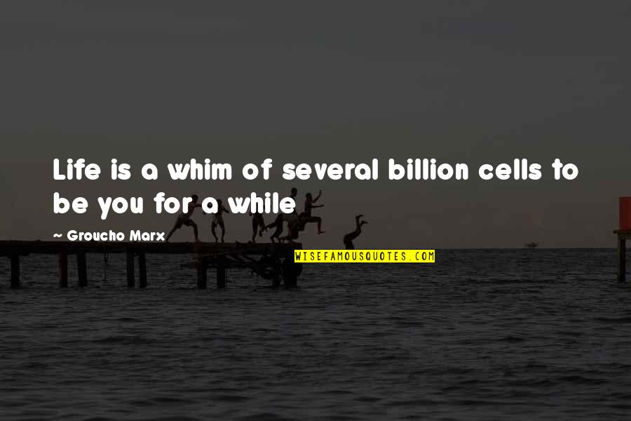 Live Authentic Quotes By Groucho Marx: Life is a whim of several billion cells