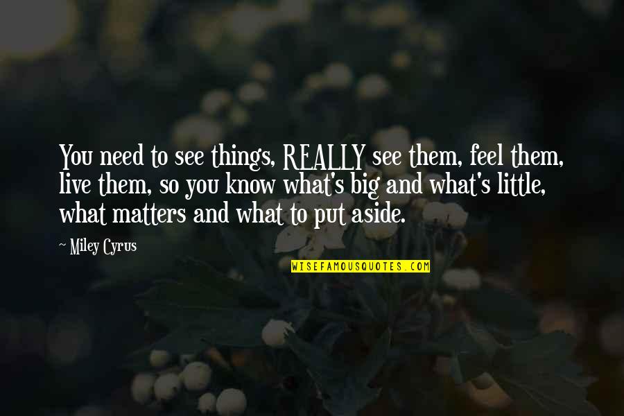 Live For The Little Things Quotes By Miley Cyrus: You need to see things, REALLY see them,