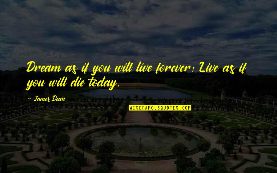 Live For Today Inspirational Quotes By James Dean: Dream as if you will live forever; Live