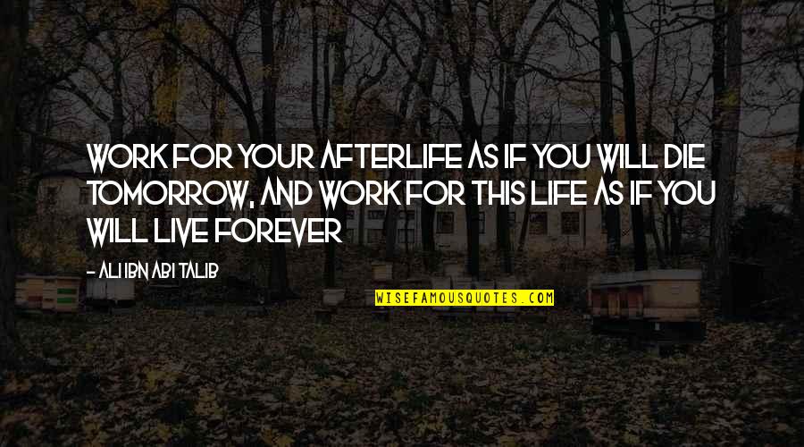 Live For Tomorrow Quotes By Ali Ibn Abi Talib: Work for your afterlife as if you will Live For Tomorrow Quotes By Ali Ibn Abi Talib: Work for your afterlife as if you will