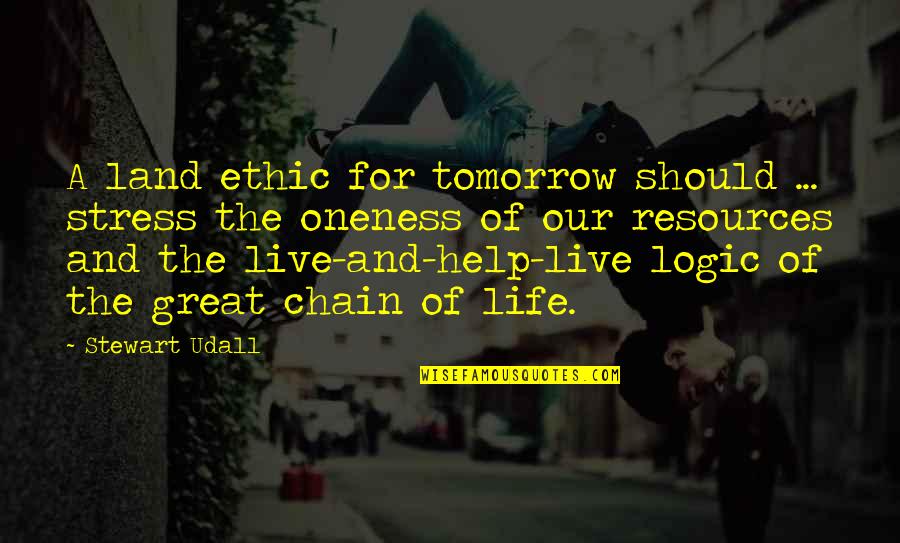Live For Tomorrow Quotes By Stewart Udall: A land ethic for tomorrow should ... stress
