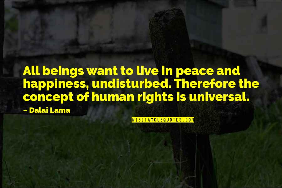 Live In Happiness Quotes By Dalai Lama: All beings want to live in peace and