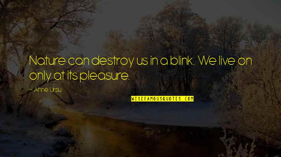 Live In Nature Quotes By Anne Ursu: Nature can destroy us in a blink. We