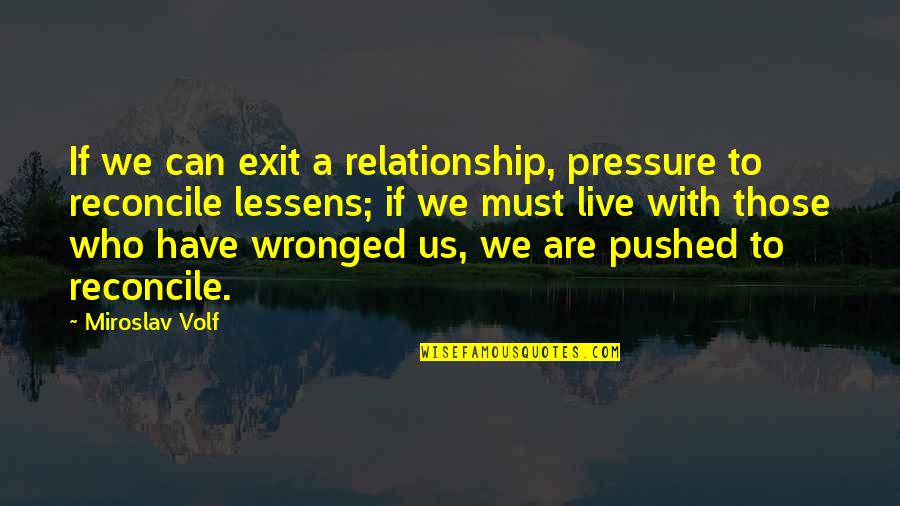 Live In Relationship Quotes By Miroslav Volf: If we can exit a relationship, pressure to