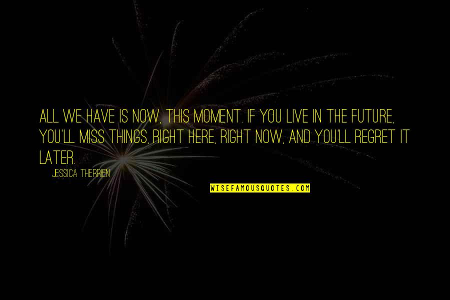 Live In The Present Quotes By Jessica Therrien: All we have is now, this moment. If