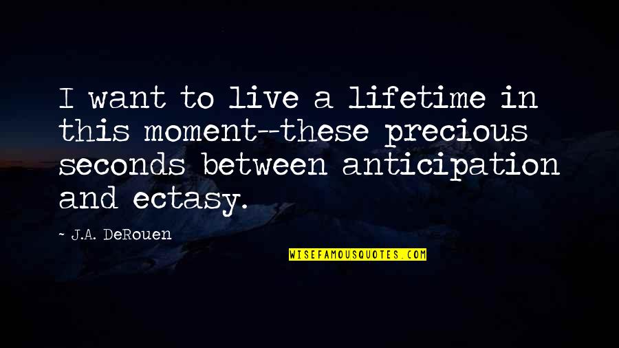 Live In This Moment Quotes By J.A. DeRouen: I want to live a lifetime in this