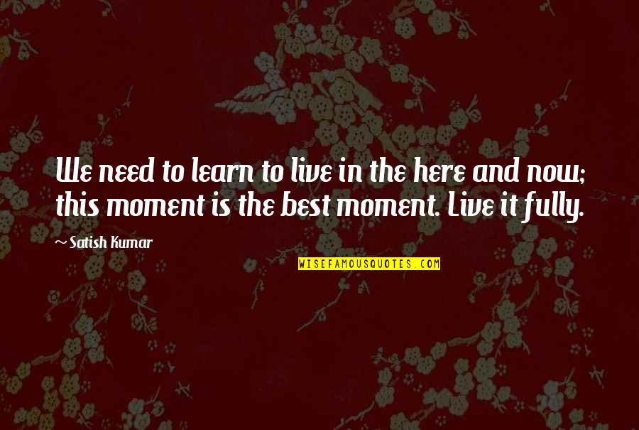 Live It Now Quotes By Satish Kumar: We need to learn to live in the Live It Now Quotes By Satish Kumar: We need to learn to live in the