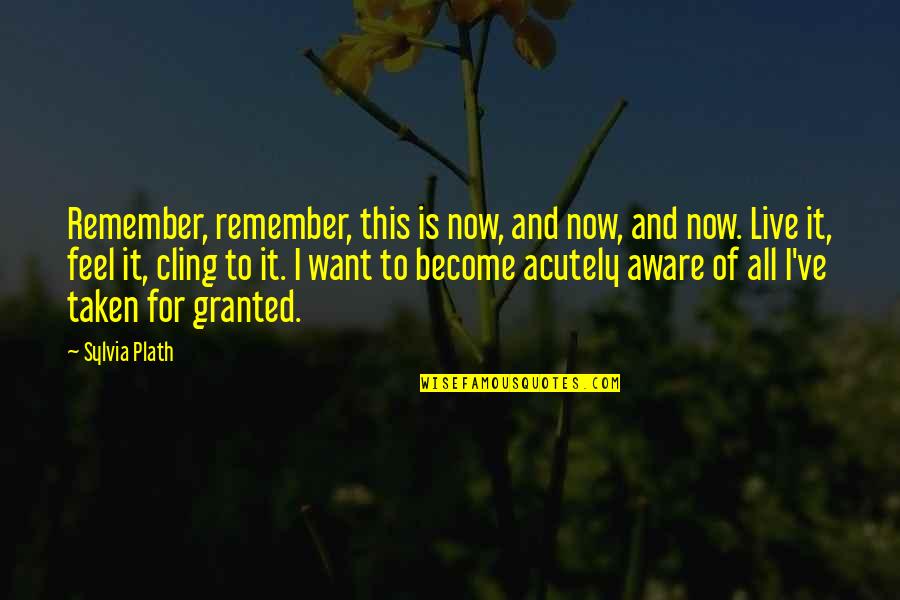 Live It Now Quotes By Sylvia Plath: Remember, remember, this is now, and now, and