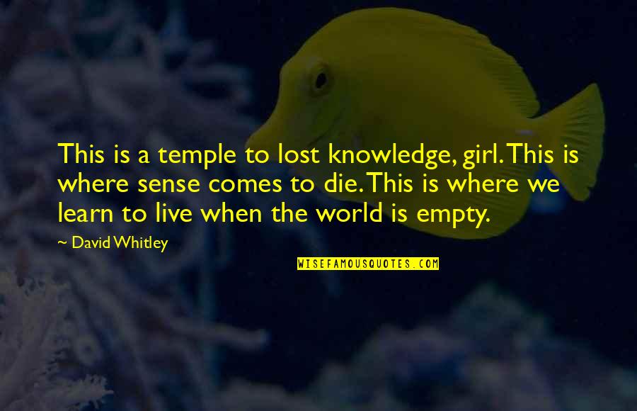 Live Learn Quotes By David Whitley: This is a temple to lost knowledge, girl. Live Learn Quotes By David Whitley: This is a temple to lost knowledge, girl.