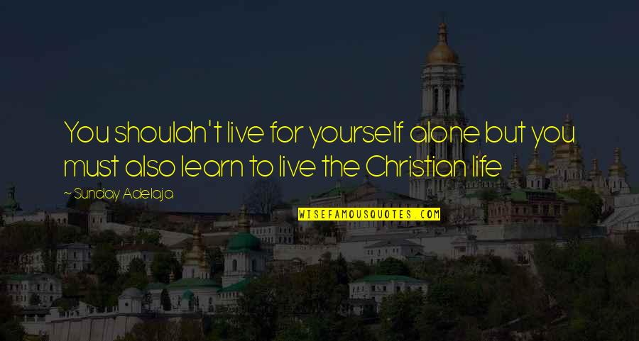 Live Life Alone Quotes By Sunday Adelaja: You shouldn't live for yourself alone but you Live Life Alone Quotes By Sunday Adelaja: You shouldn't live for yourself alone but you