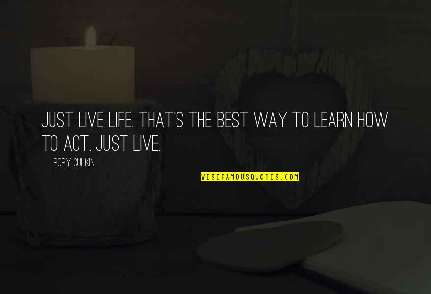 Live Life Learn Quotes By Rory Culkin: Just live life. That's the best way to