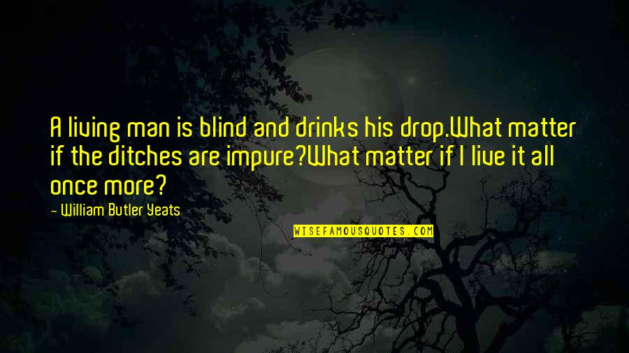 Live Life Once Quotes By William Butler Yeats: A living man is blind and drinks his Live Life Once Quotes By William Butler Yeats: A living man is blind and drinks his