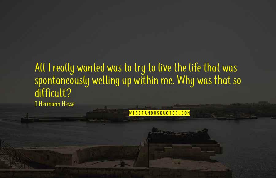 Live Life Spontaneously Quotes By Hermann Hesse: All I really wanted was to try to Live Life Spontaneously Quotes By Hermann Hesse: All I really wanted was to try to