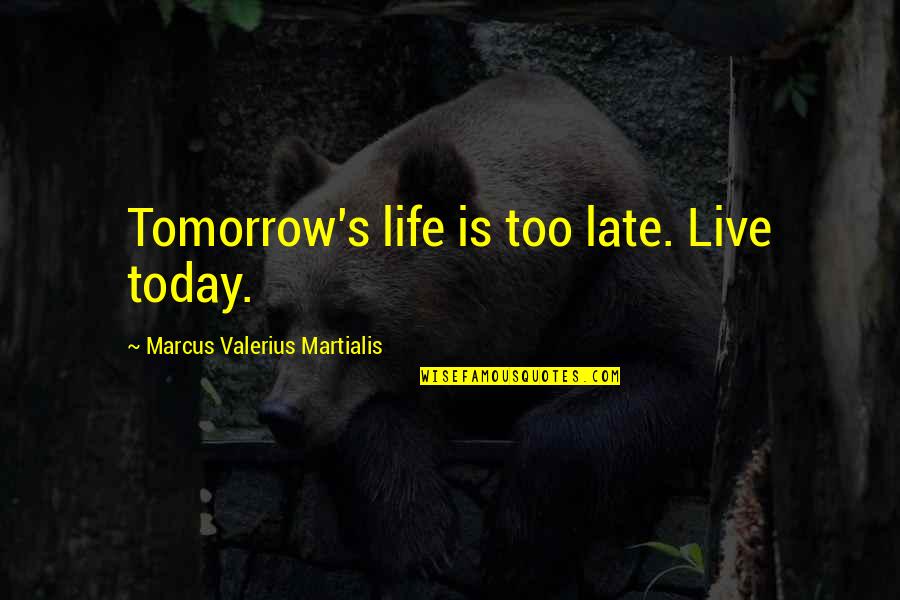 Live Life Today Quotes By Marcus Valerius Martialis: Tomorrow's life is too late. Live today.