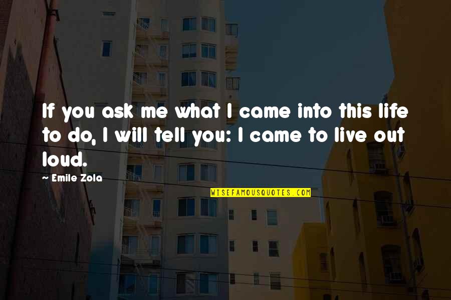 Live Out Loud Quotes By Emile Zola: If you ask me what I came into