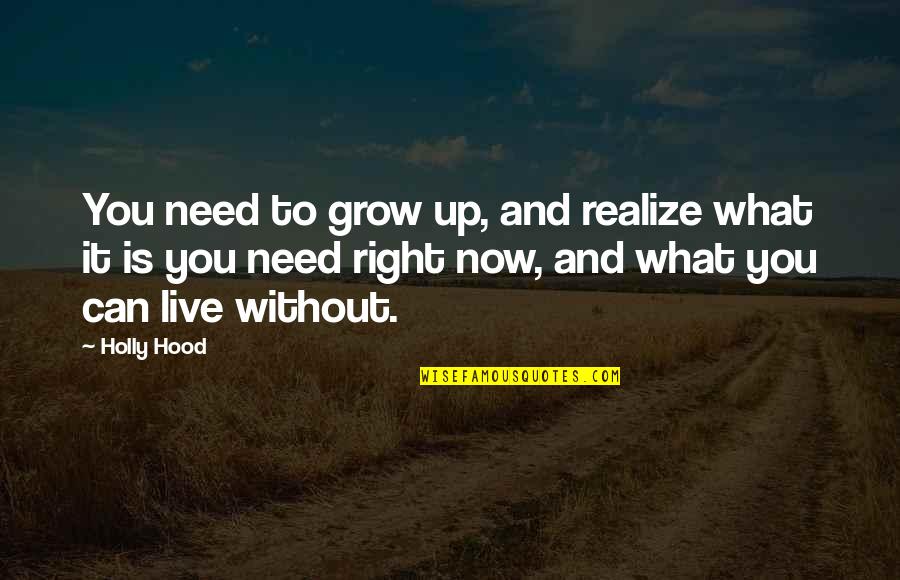 Live Right Now Quotes By Holly Hood: You need to grow up, and realize what