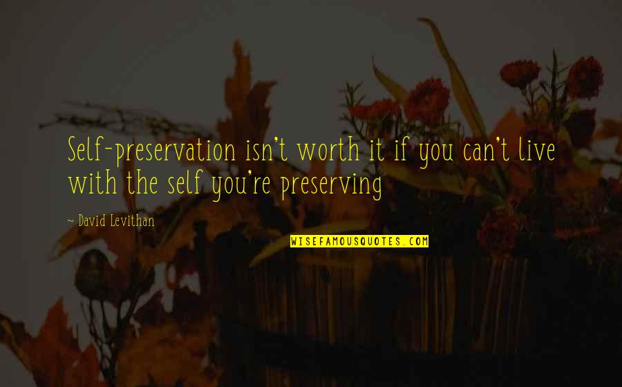 Live The Day Quotes By David Levithan: Self-preservation isn't worth it if you can't live