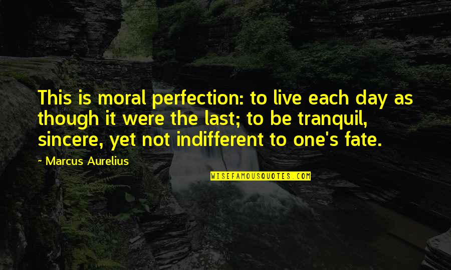 Live This Day Quotes By Marcus Aurelius: This is moral perfection: to live each day