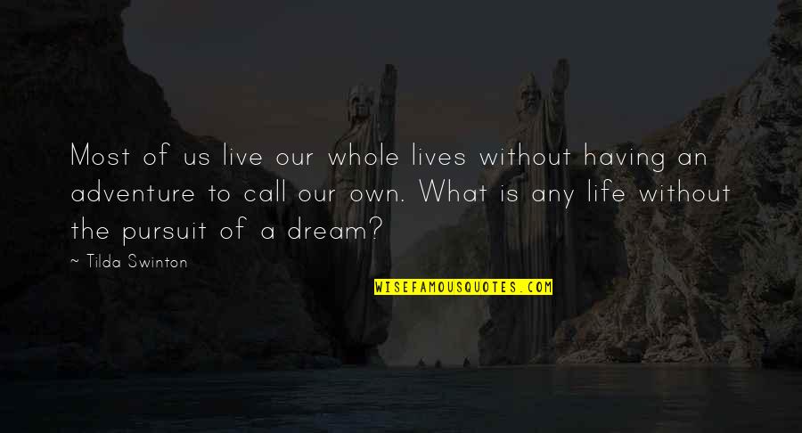 Live To Dream Quotes By Tilda Swinton: Most of us live our whole lives without