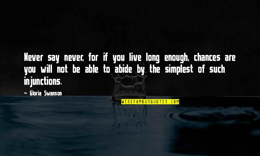 Live Up To Quotes By Gloria Swanson: Never say never, for if you live long