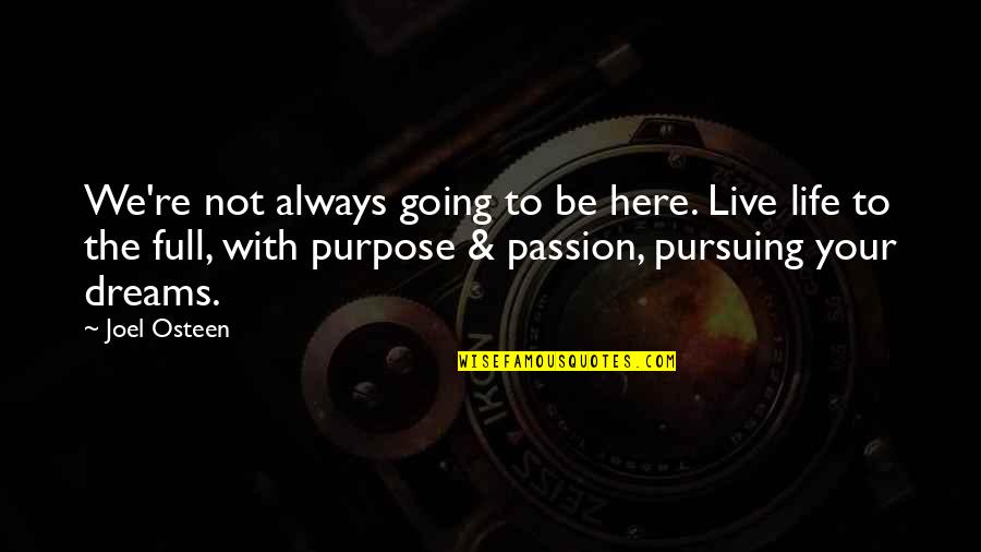 Live Your Dream Quotes By Joel Osteen: We're not always going to be here. Live
