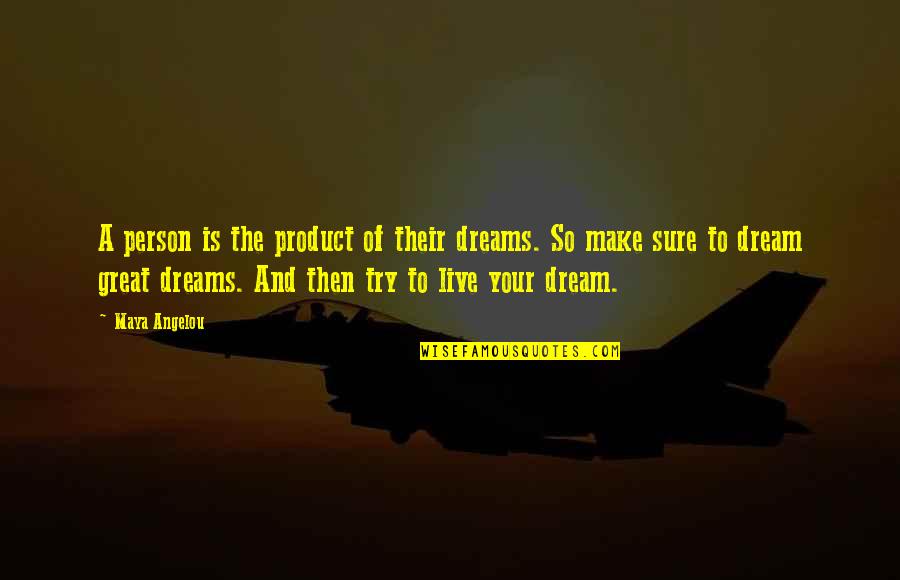 Live Your Dream Quotes By Maya Angelou: A person is the product of their dreams.